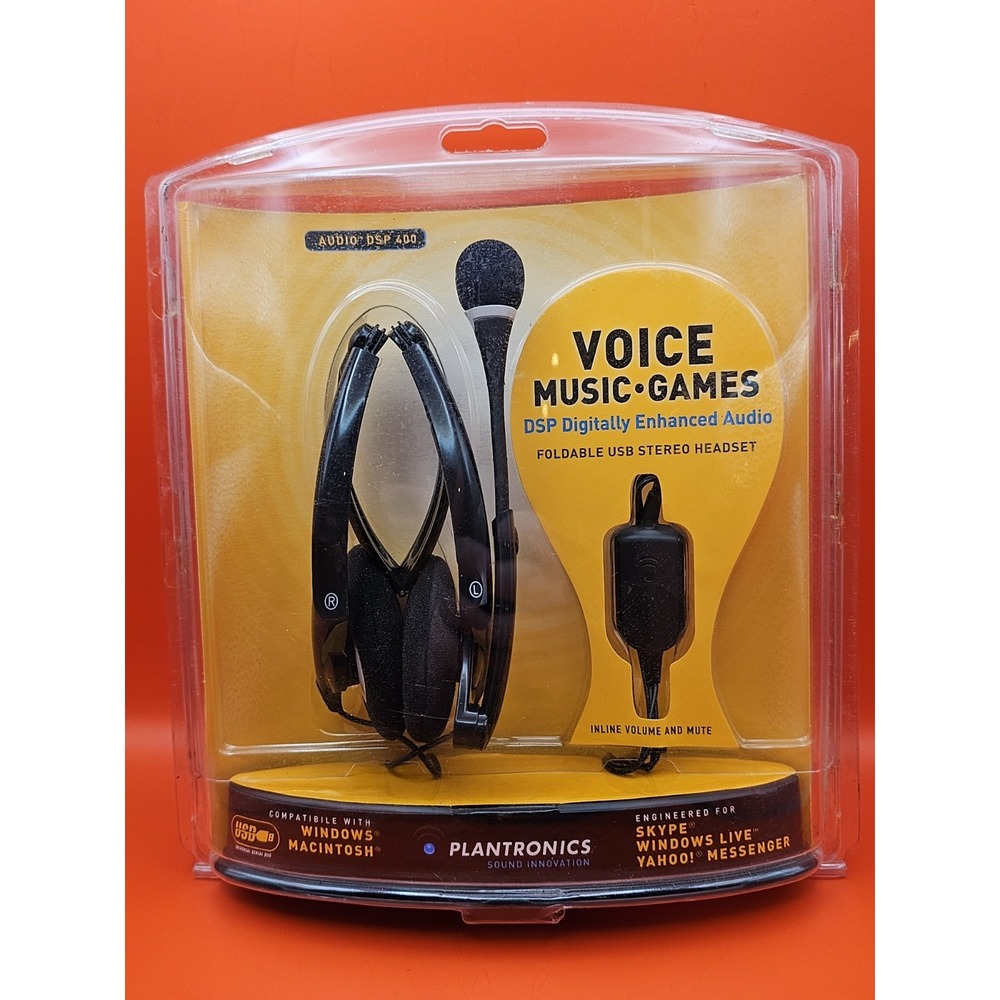 Plantronics‎ DSP-400 Digitally Enhanced USB Foldable Stereo Headset Gaming New